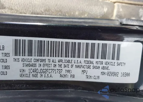 2015 Dodge Durango Limited z USA, uszkodzony, nr VIN 1C4RDJDG2FC771737